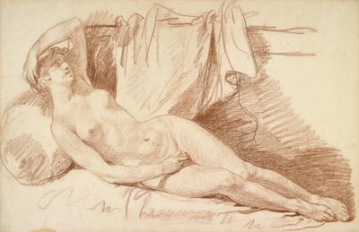 Reclining Female Nude: Study for Aegina Visited by Jupiter by Jean Baptiste Greuze